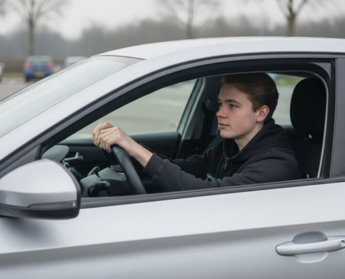 Jonge bestuurder achter het stuur wacht op zijn CBR-praktijkexamen begin 2026